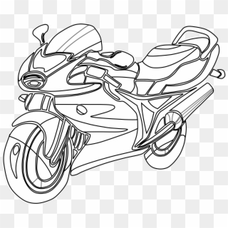 Motorcycle With A Modern Design Motorcycles Coloring - Motorcycle Clipart Black And White - Png Download