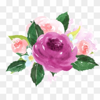 Hand Painted Purple Watercolor Flower Png Transparent - Garden Roses Clipart