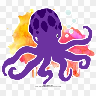 Purple Watercolor Octopus Illustration - Octopus Clipart