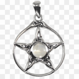 Silver Triquetra Pentacle Pendant With Rainbow Moonstone - Locket Clipart