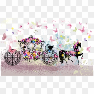 Butterfly Photography Carriage Stock Wedding Flowers - Flower Horse Carriage Clipart