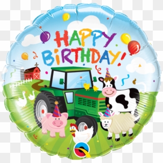 Happy Birthday Barnyard 18" Foil Balloon Clipart