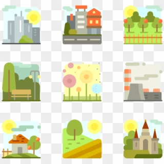 120 Icons - Cityscape Flat Icon Clipart