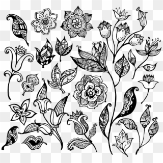 Flower Pattern Vector - Flowers Black And White Vector Clipart