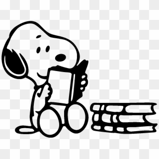 Reading Png Black And White - Snoopy Reading A Book Clipart