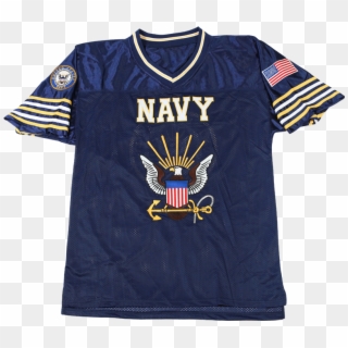 Navy Football Jersey With Navy Logo - Sports Jersey Clipart