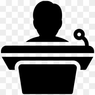 Podium Z Mówcą Icon - Public Speaking Microphone Clipart - Png Download