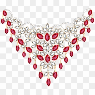 Transparent Diamond And Ruby Necklace Png Clipart - Jewel Necklace Clipart Transparent Background