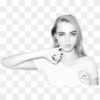 Tattooed Cara Delevingne Black And White , Png Download Clipart