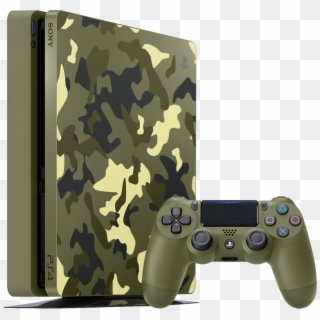 Ps4 Slim 1tb Console Limited Green Camouflage Call - Call Of Duty Ww2 Ps4 Console Clipart