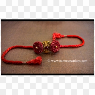 Golden And Red Ball Chain Combination Rakhi - Bracelet Clipart
