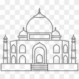 Taj Mahal Coloring Page - Taj Mahal Drawing Hd Clipart