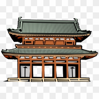Vector Illustration Of Japanese Traditional Buddhist - Japanese Gate Clipart