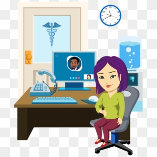 A Receptionist Constantly Uses Digital Technology, - Cartoon Clipart