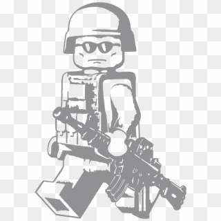 Lego Walking Modern Minifig With M4a1 Vinyl Decal - Lego Soldier Wall Decal Clipart