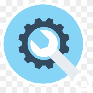 Circular Icon Depicting A Gear And Wrench - Vector Repair Icon Clipart
