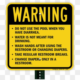 Do Not Use Pool When Having Diarrhea Sign - Warning Sign In Pool Clipart
