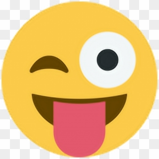 Happy Excited Tongueout Tongue Emoji Emoticon Face - Stuck Out Tongue Winking Eye Emoji Clipart