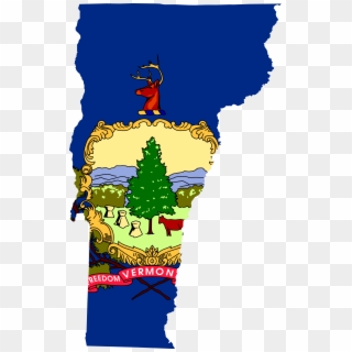 Vermont - Vermont State Flag Map Clipart