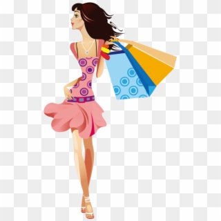 Shopping Girl Woman Clip Art - Cartoon Shopping Girl Groups - Png Download