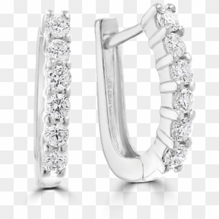 14kt White Gold 3/4 Ctw Diamond Huggie Hoop Earrings - Earrings Clipart