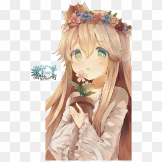Flower Crown Girl Render By Pui - Anime Girl With Flower Crown Clipart