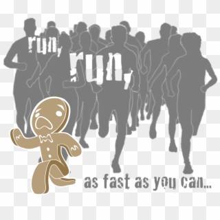 Gingerbread Running , Png Download - Silhouette Clipart