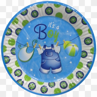 23cm Blue Clothesline Baby Shower Party Plates, Pack - Circle Clipart