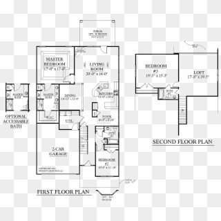 Png 3 Bedroom House Plan With Houseplans Biz 2545 A - 1 1 2 Story Home Floor Plans Clipart