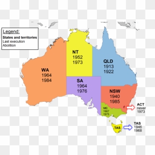 Map Of Capital Punishment In Australia - 7 Colonies Of Australia Clipart