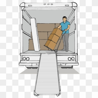 Moving Truck With Mover Inside - Cartoon Clipart