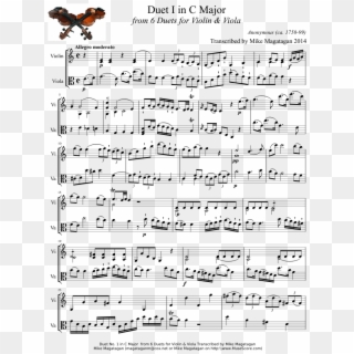 Duet I In C Major From 6 Duets For Violin & Viola - Sheet Music Clipart