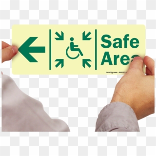 Glow In The Dark Handicap Safe Area Left Sign - Sign Clipart