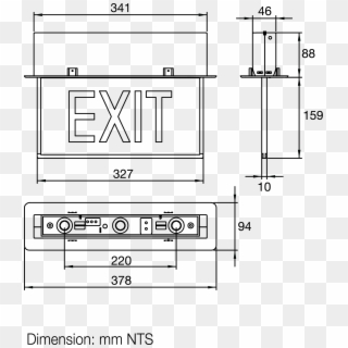 Smt Led Recess Mount Emergency Exit Light - Recessed Exit Sign Dimension Clipart