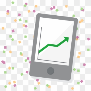 Ipad Displaying Line Graph With New Year's Confetti - Output Device Clipart