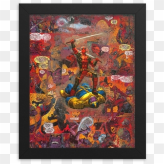 Deadpool Versus Thanos Comic Canvas Framed Reproduction - Modern Art Clipart