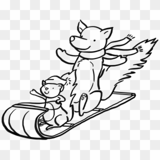 Animals On Sled Clipart