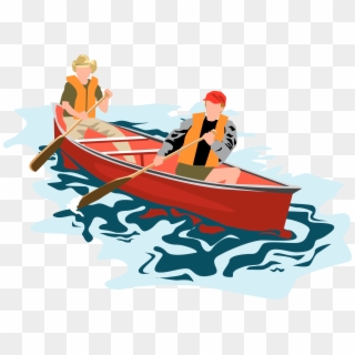 Campers In A Canoe - Rowing Canoe Clip Art - Png Download