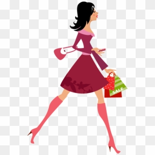 Vector Library Stock Girl Dress Clipart - Girl Holding Shopping Bag Cartoon - Png Download
