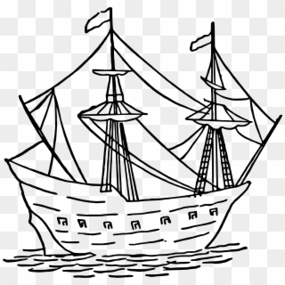 Small Pencil And In Color - Caravel Drawing Clipart