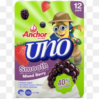 Anchor Uno Mixed Berry Yoghurt 12 X 100g Pack - Snack Clipart