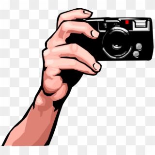 Vector Illustration Of Hand Holds Digital Photography - Hand Holding A Camera Clipart