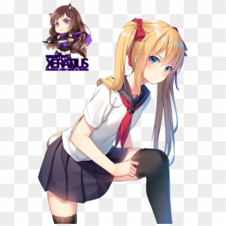 Anime Girl Render - Cute Blond School Anime Girl Clipart