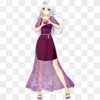 Anime Girl With White Hair And Green Eyes Wearing A - Beautiful Anime Girl With White Hair Clipart