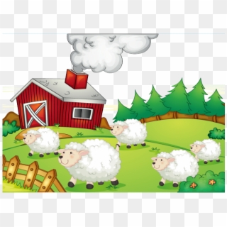 Ranch Clipart Indian Farm - Sheep In A Farm Clipart - Png Download