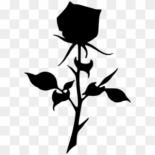 Png File Size - Black And White Rose Clipart Silhouette Transparent Png