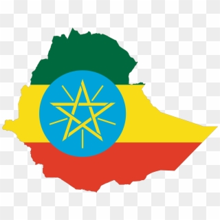 Ethiopian Map With The Flag Clipart