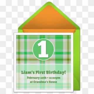 1st Birthday Plaid Online Invitation - House Clipart