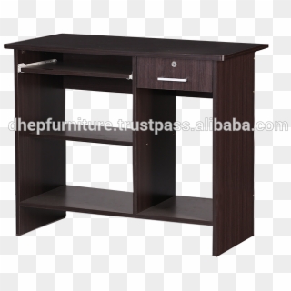 Wooden Computer Table With Shelf And Drawer Lock Clipart
