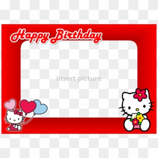 Hello Kitty Happy Birthday Red Frame Printable Frames - Hello Kitty Clipart